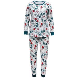 allbrand365 designer Matching Womens Mittens Pajama Set Size Small Color Gray